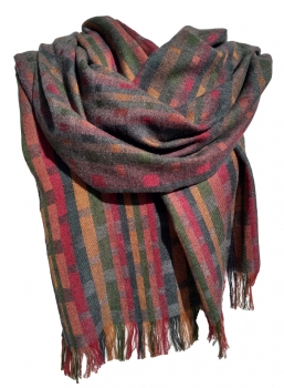 silk & cashmere scarf in Woodland B / Charcoal